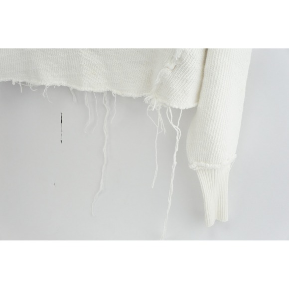 We The Free Sweater Women Size S White Cropped Distressed Cotton Knit Excellent - Picture 3 of 5